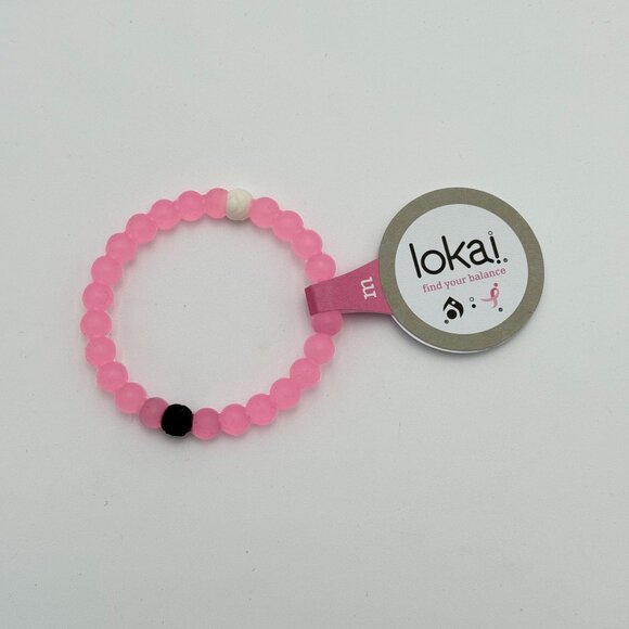 New Lokai Bracelet Pink Beads Breast Cancer Awareness Slide On Style Medium - Picture 6 of 7